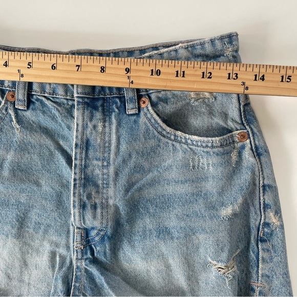 ZARA Women's Distressed Destroyed Button Fly High Rise Denim Shorts Size 4 - Picture 4 of 6